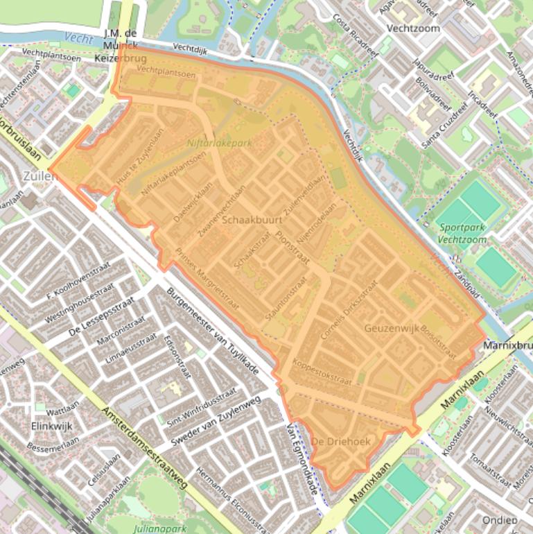 Kaart van postcodegebied 3554.