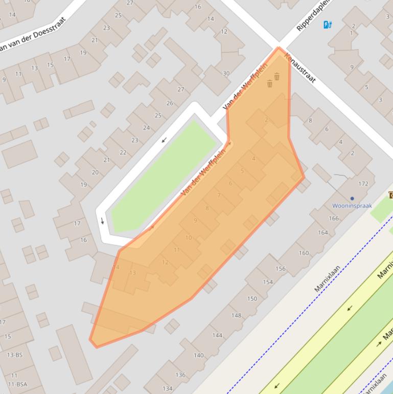Kaart van postcodegebied 3554AG.