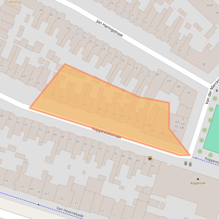 Kaart van postcodegebied 3554BB.