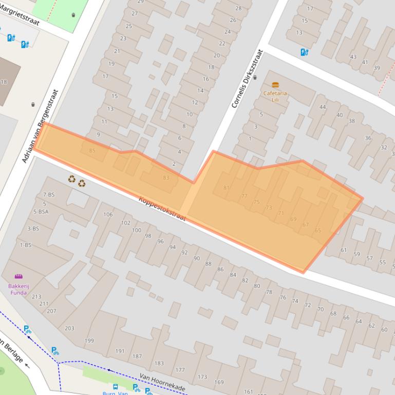 Kaart van postcodegebied 3554BC.