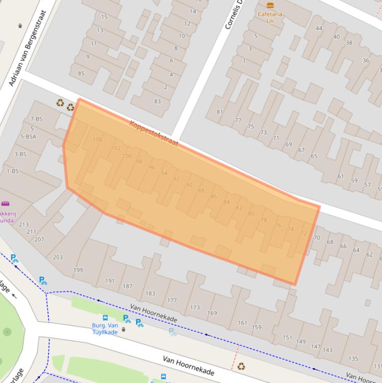 Kaart van postcodegebied 3554BG.