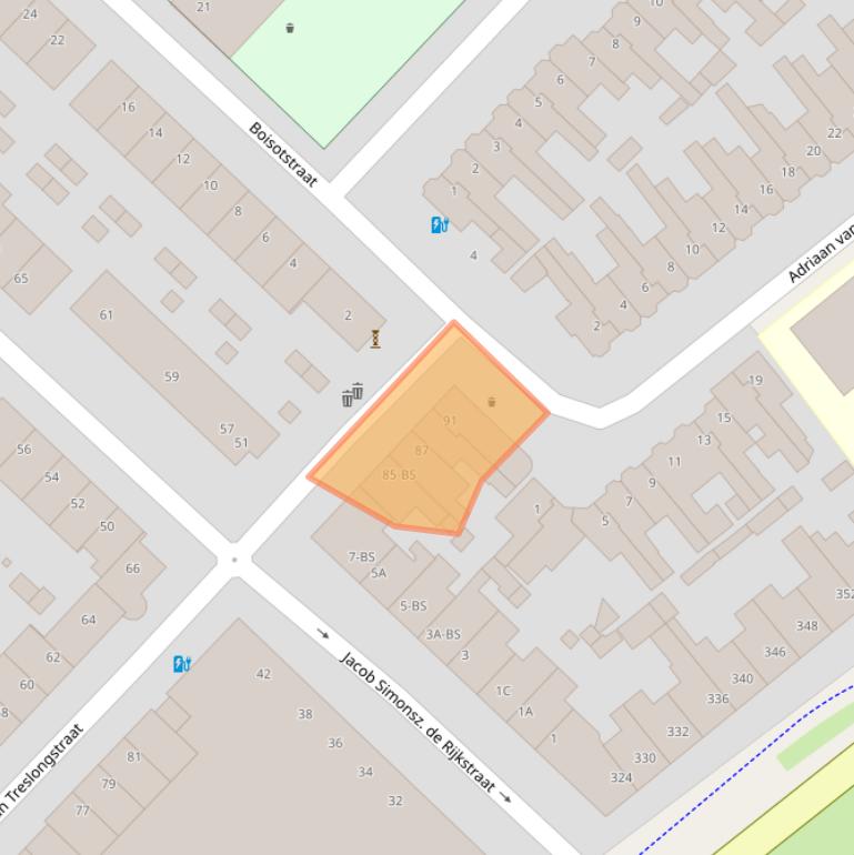 Kaart van postcodegebied 3554BL.