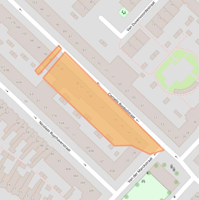 Kaart van postcodegebied 3554BV.