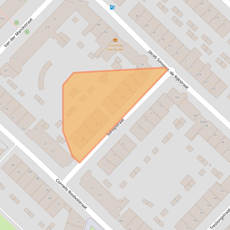 Kaart van postcodegebied 3554CC.