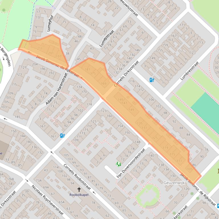 Kaart van postcodegebied 3554CJ.