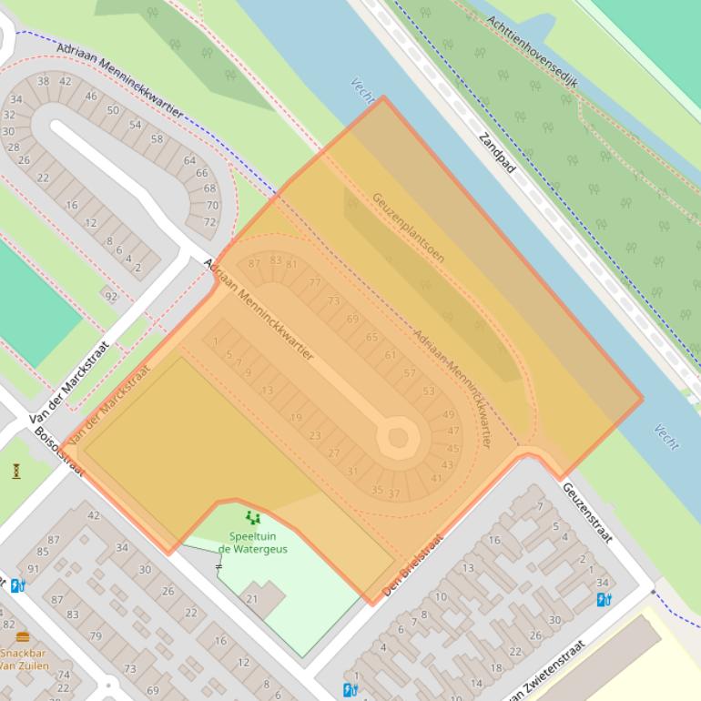 Kaart van postcodegebied 3554CS.