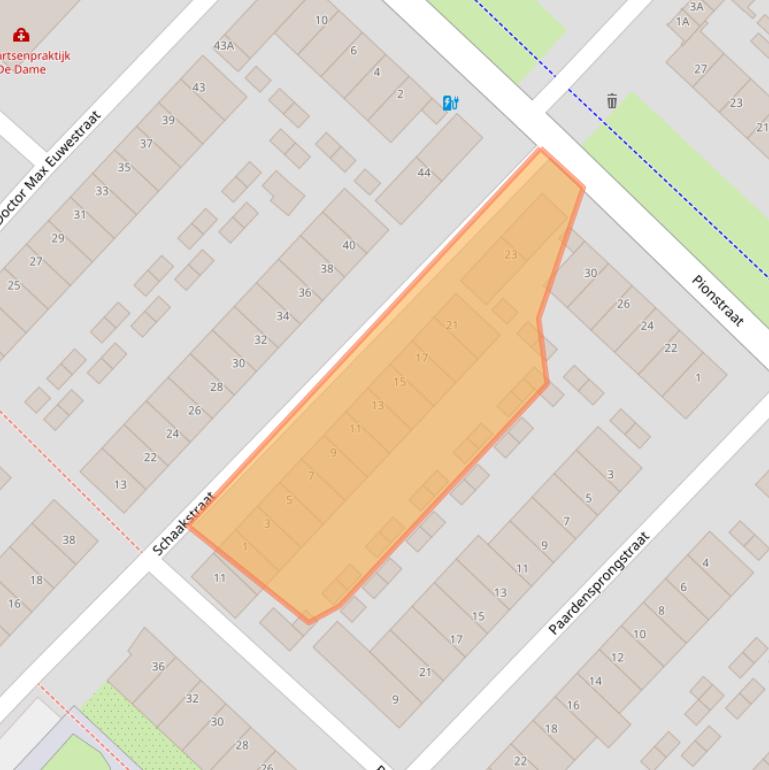 Kaart van postcodegebied 3554EM.