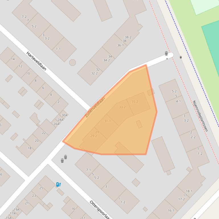 Kaart van postcodegebied 3554TJ.