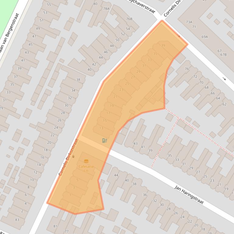 Kaart van postcodegebied 3554VJ.