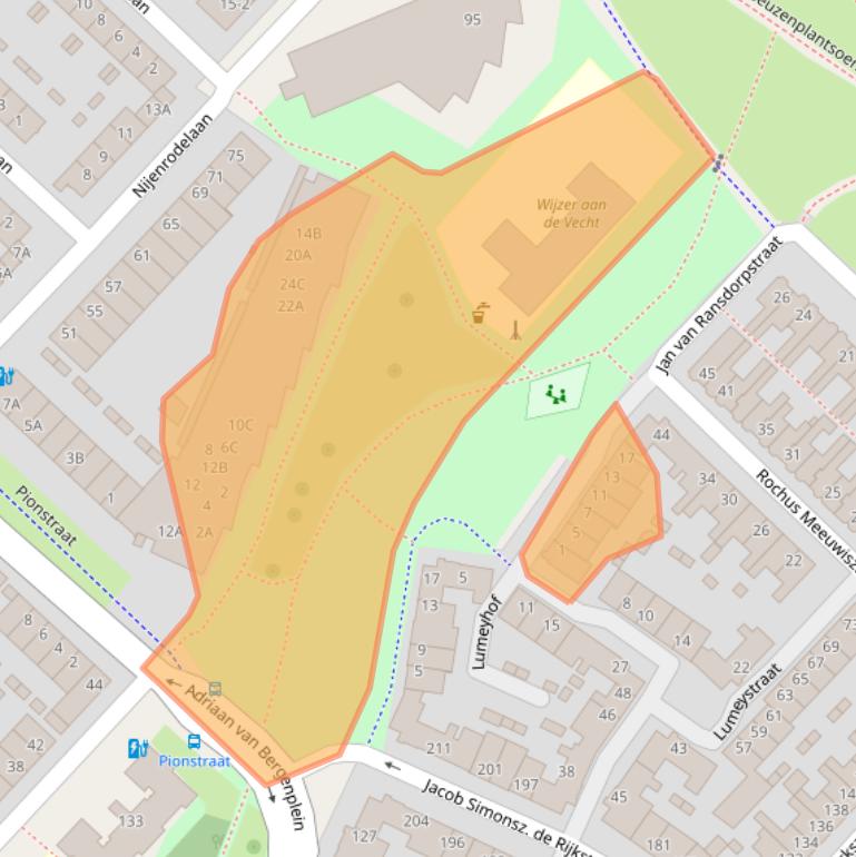 Kaart van postcodegebied 3554VZ.