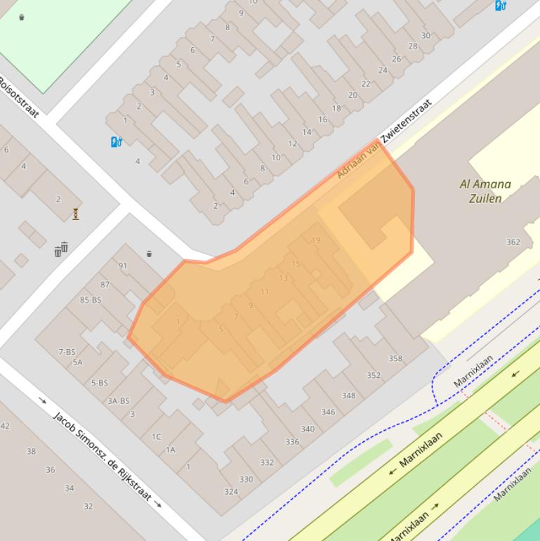 Kaart van postcodegebied 3554XE.