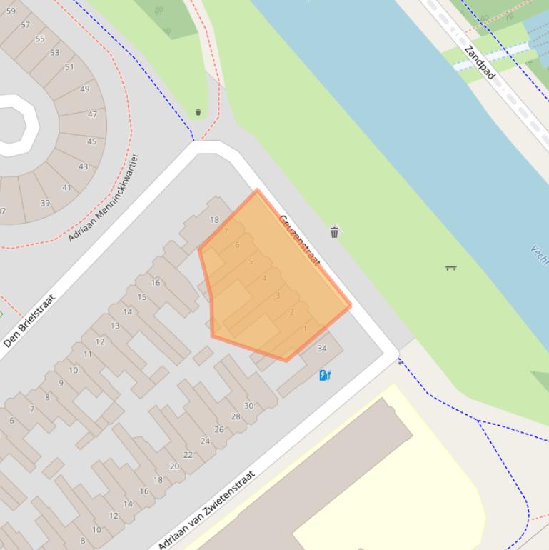 Kaart van postcodegebied 3554XH.