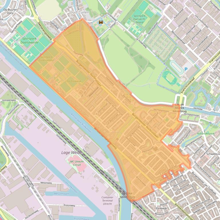 Kaart van postcodegebied 3555.