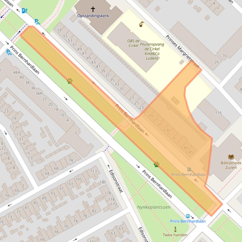 Kaart van postcodegebied 3555AA.