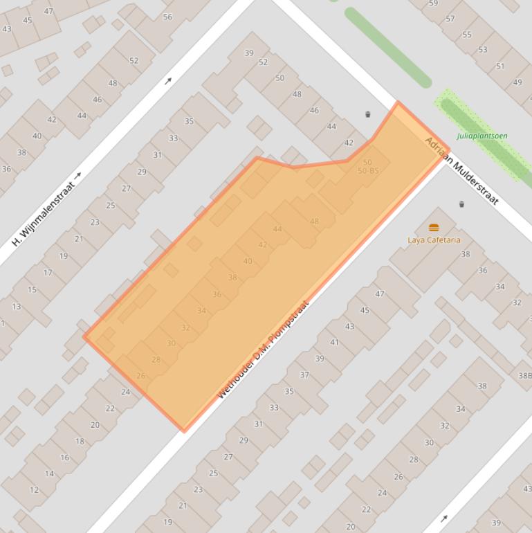 Kaart van postcodegebied 3555BV.