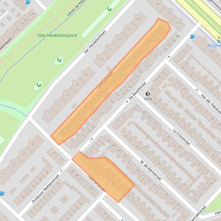 Kaart van postcodegebied 3555CB.