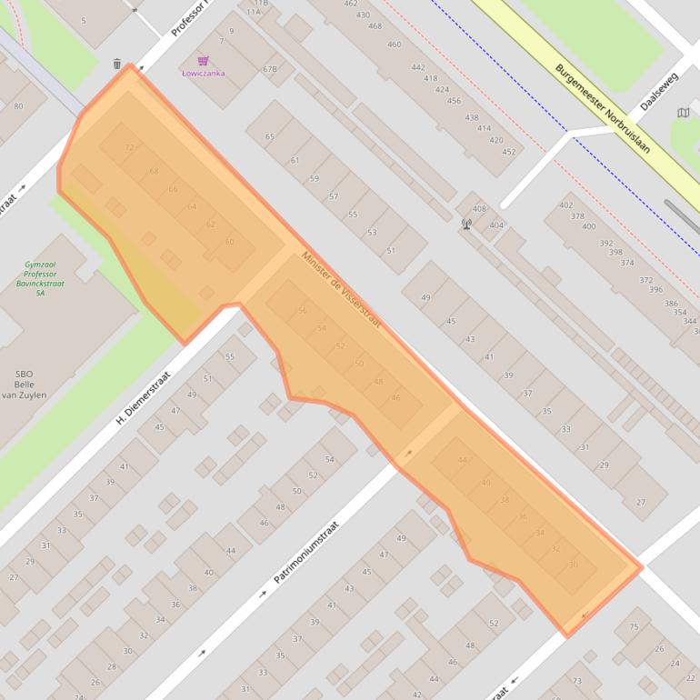 Kaart van postcodegebied 3555EX.