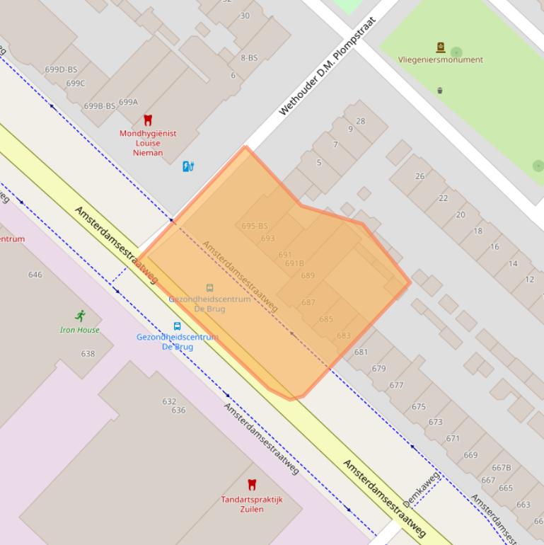 Kaart van postcodegebied 3555HC.