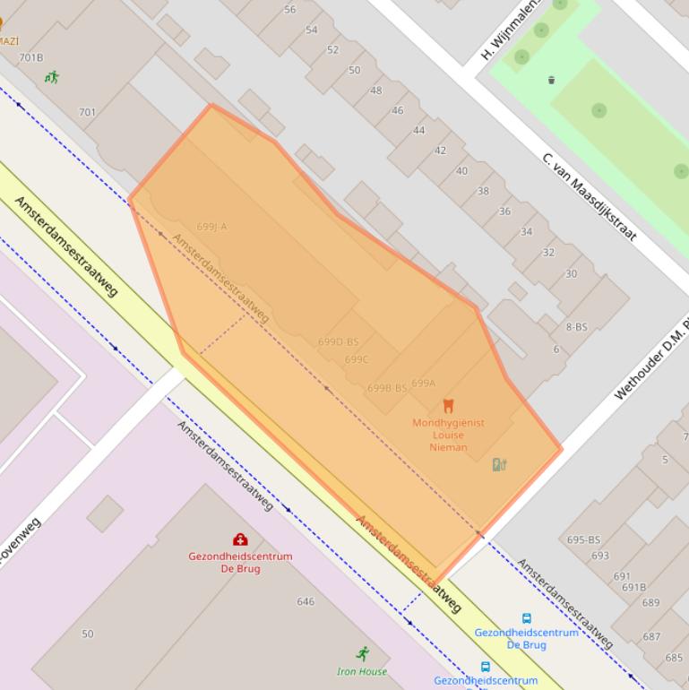 Kaart van postcodegebied 3555HD.