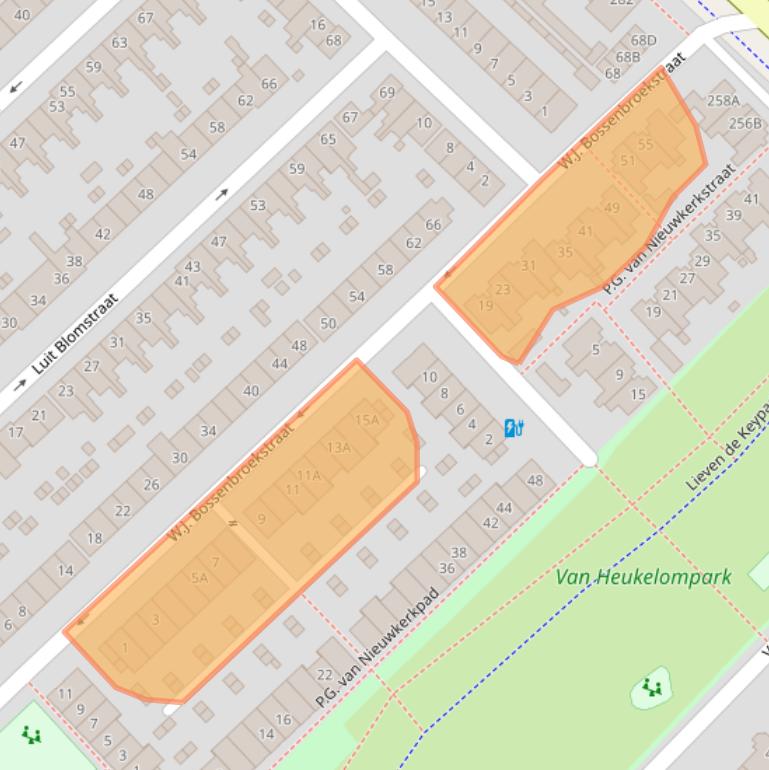 Kaart van postcodegebied 3555TA.