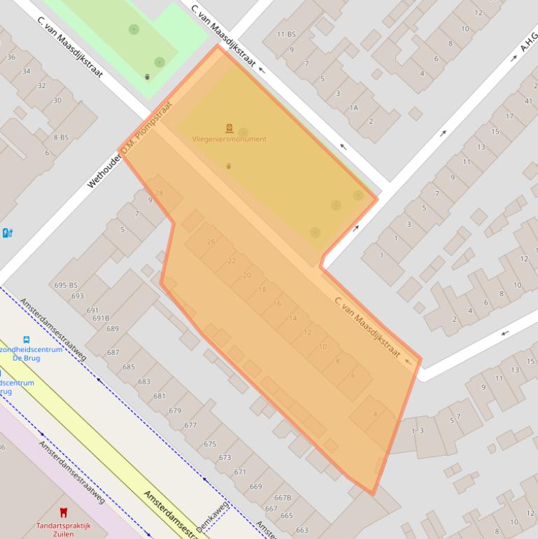 Kaart van postcodegebied 3555VN.