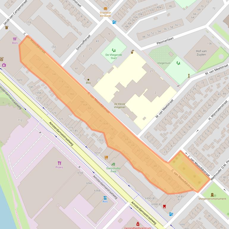 Kaart van postcodegebied 3555VP.