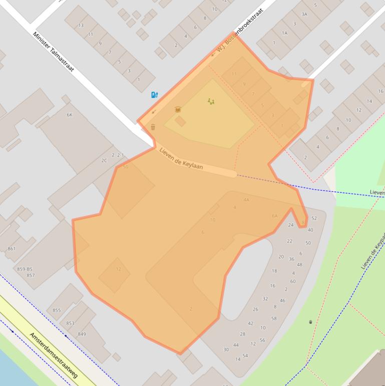 Kaart van postcodegebied 3555VZ.