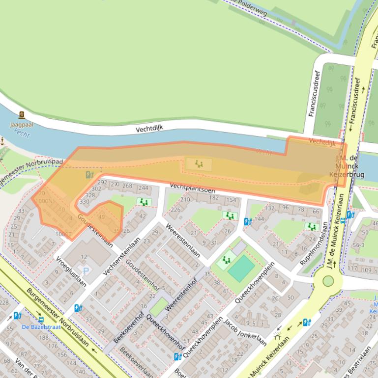 Kaart van postcodegebied 3555XV.