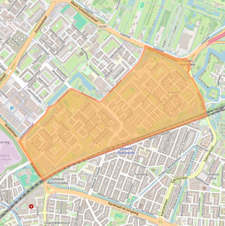 Kaart van postcodegebied 3561.
