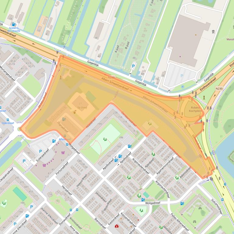 Kaart van postcodegebied 3561AA.