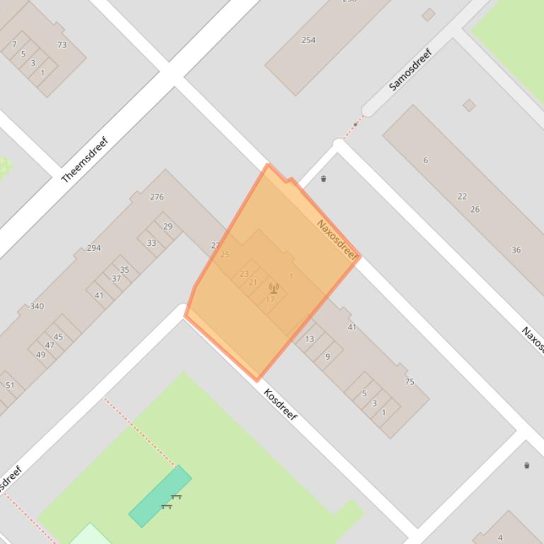 Kaart van postcodegebied 3562JA.