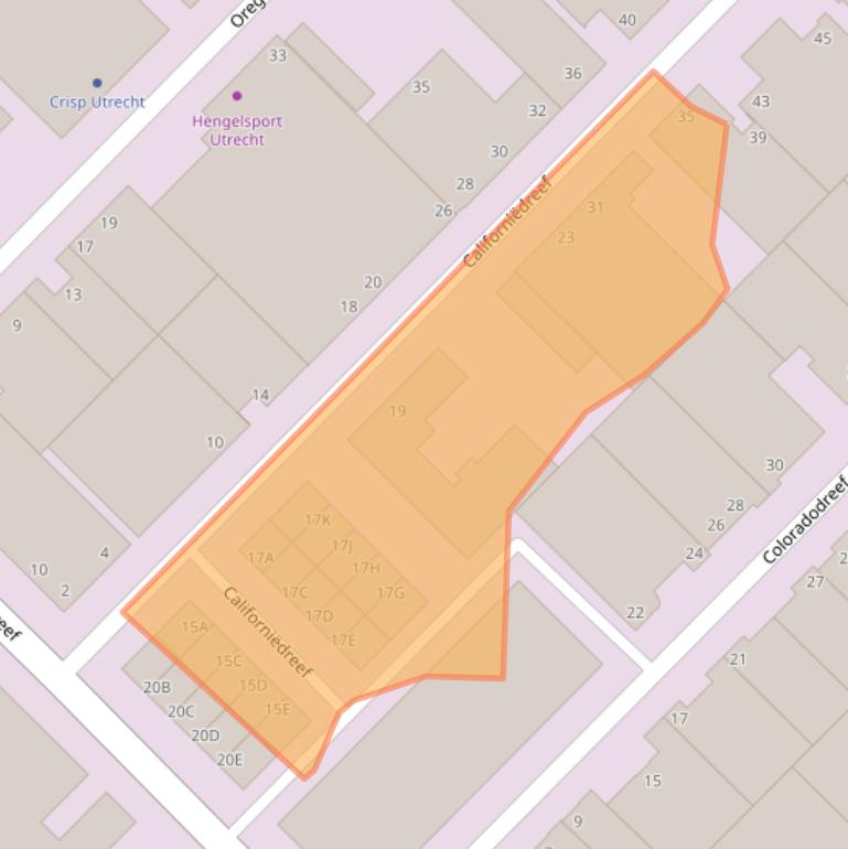 Kaart van postcodegebied 3565BJ.