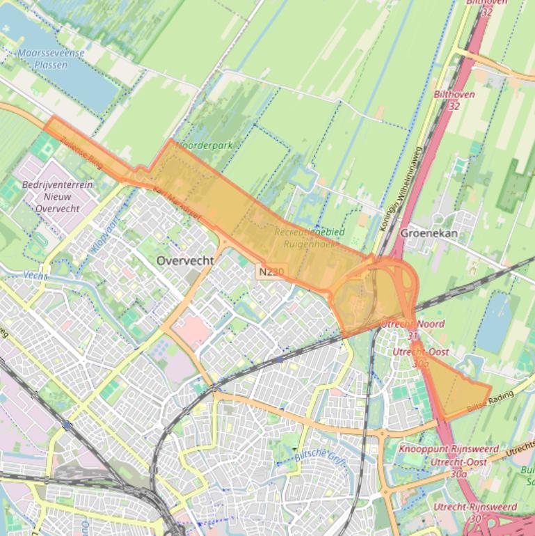 Kaart van postcodegebied 3566.