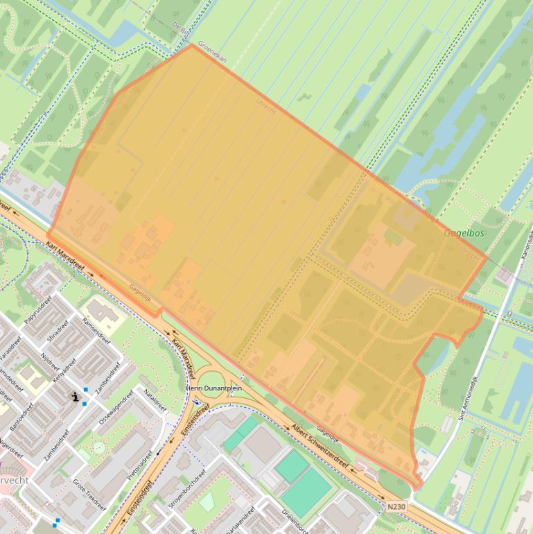 Kaart van postcodegebied 3566MG.