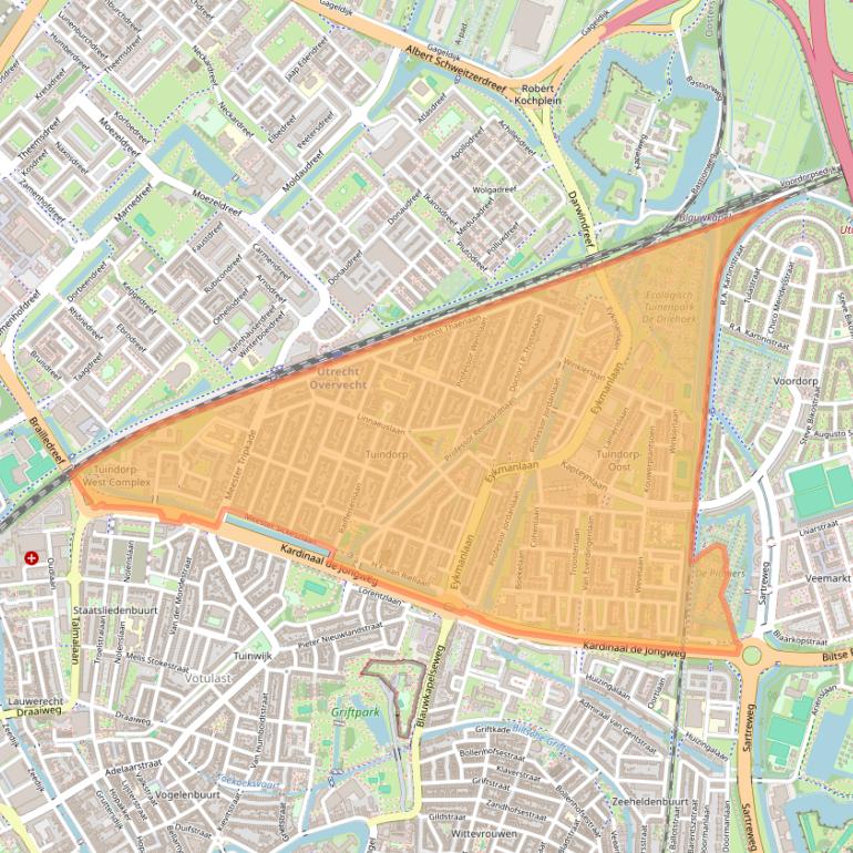 Kaart van postcodegebied 3571.