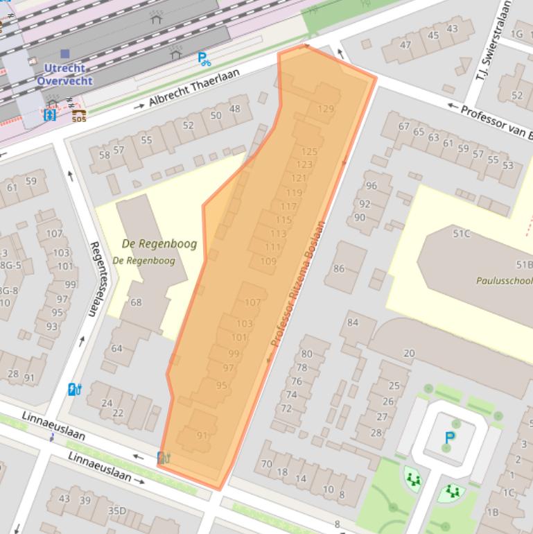 Kaart van postcodegebied 3571CP.