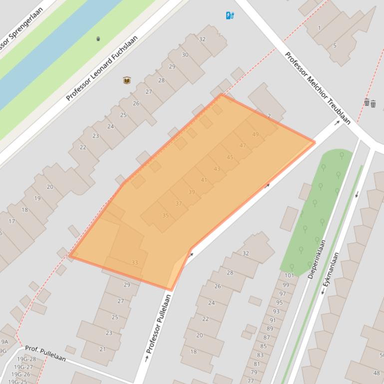 Kaart van postcodegebied 3571JC.