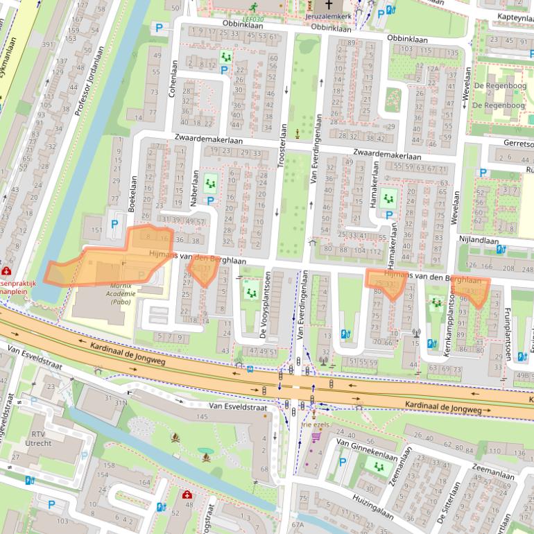 Kaart van postcodegebied 3571PA.
