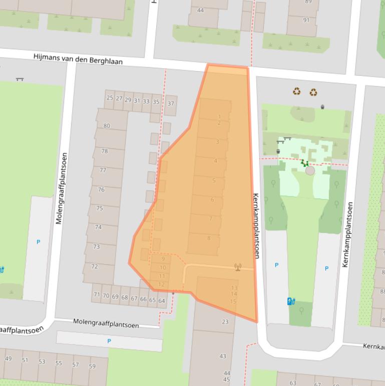 Kaart van postcodegebied 3571PJ.