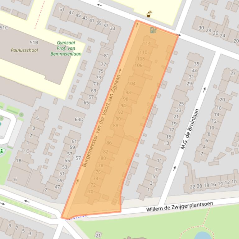 Kaart van postcodegebied 3571VZ.