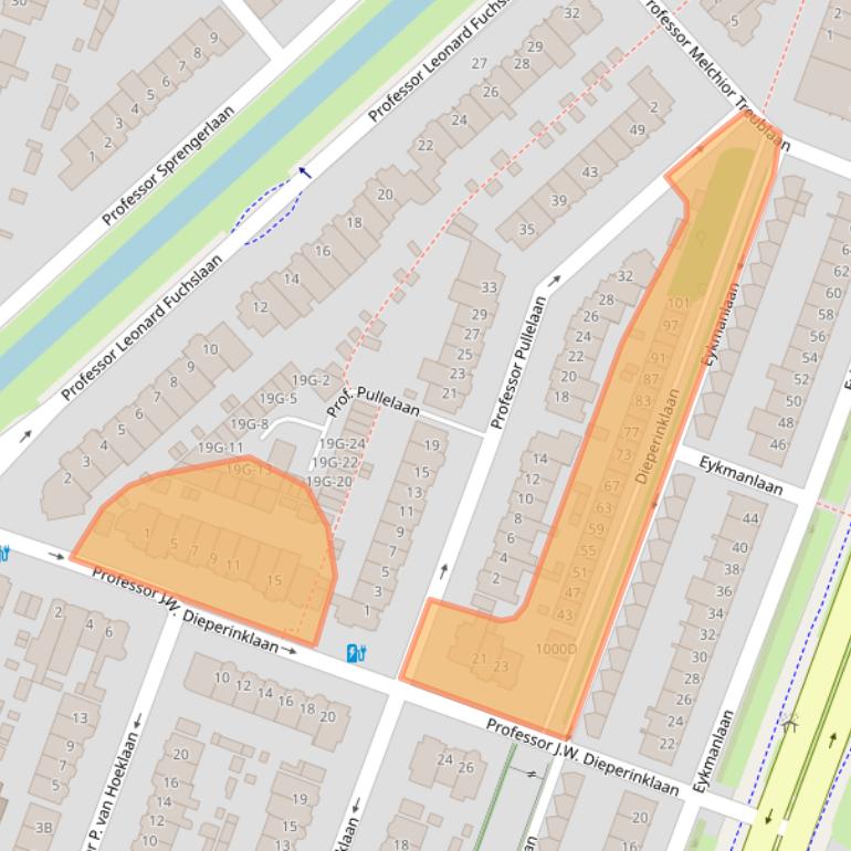 Kaart van postcodegebied 3571WJ.