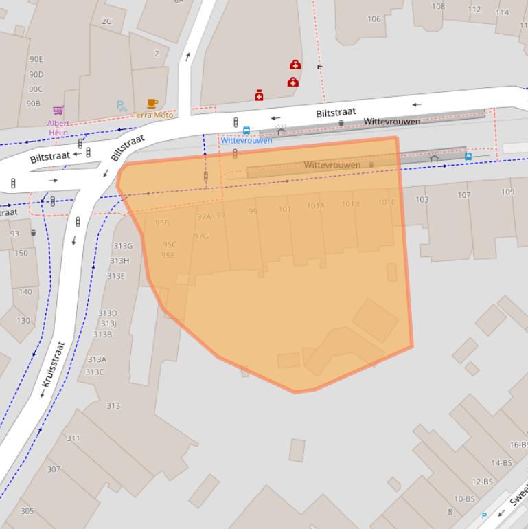 Kaart van postcodegebied 3572AL.