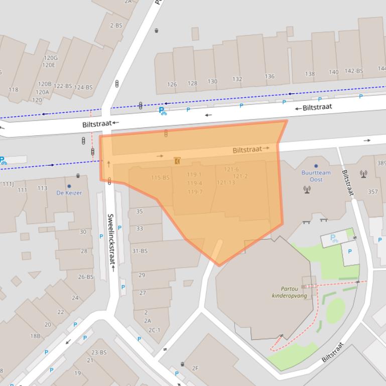 Kaart van postcodegebied 3572AP.