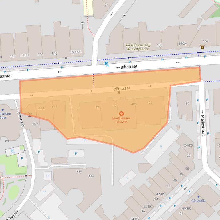 Kaart van postcodegebied 3572AV.