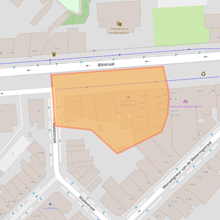 Kaart van postcodegebied 3572AW.