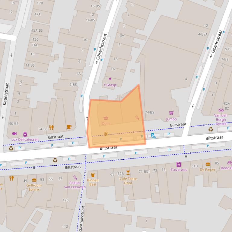 Kaart van postcodegebied 3572BE.