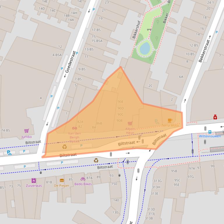 Kaart van postcodegebied 3572BH.