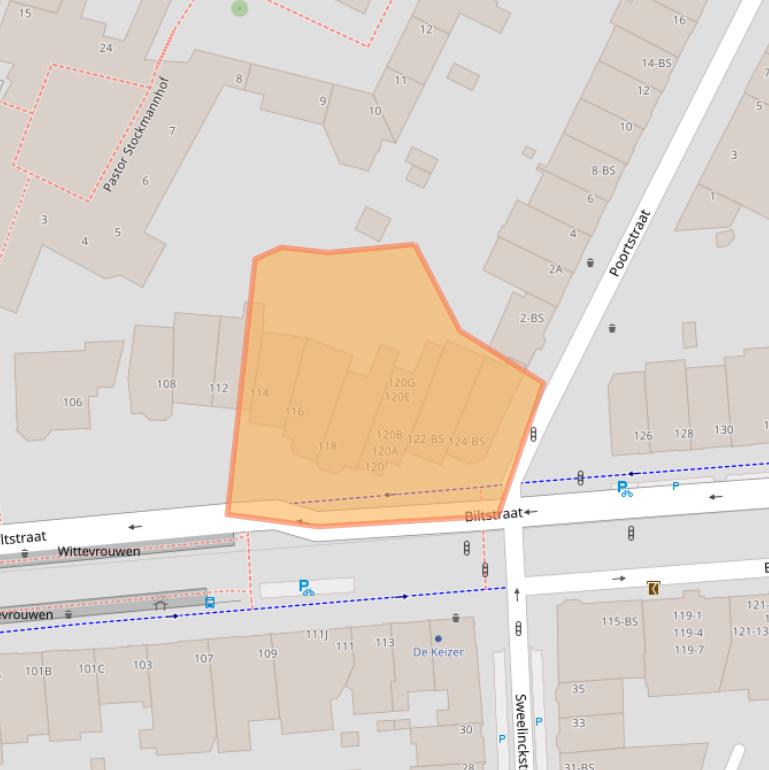 Kaart van postcodegebied 3572BK.