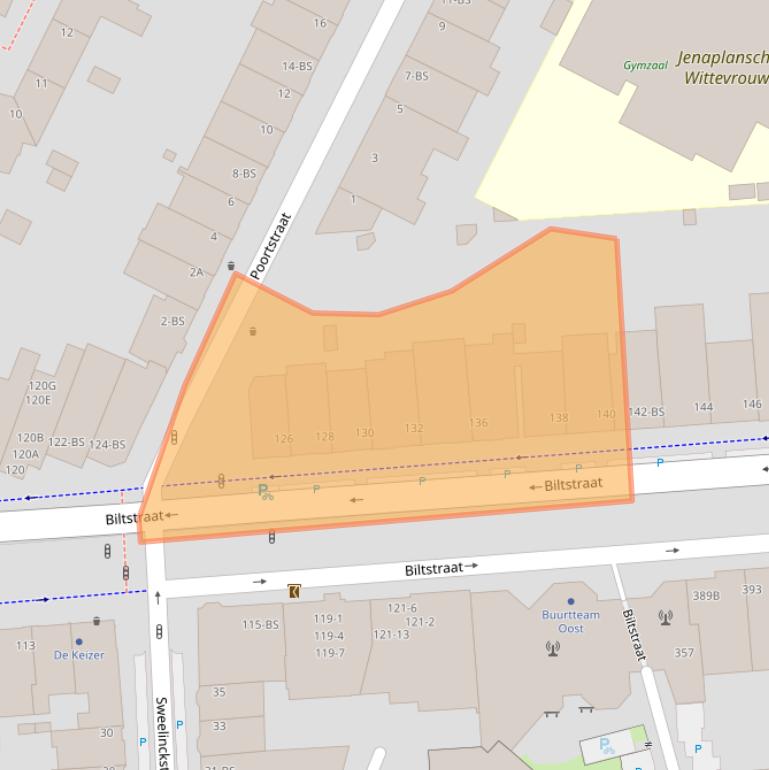 Kaart van postcodegebied 3572BL.