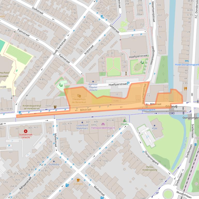 Kaart van postcodegebied 3572BP.